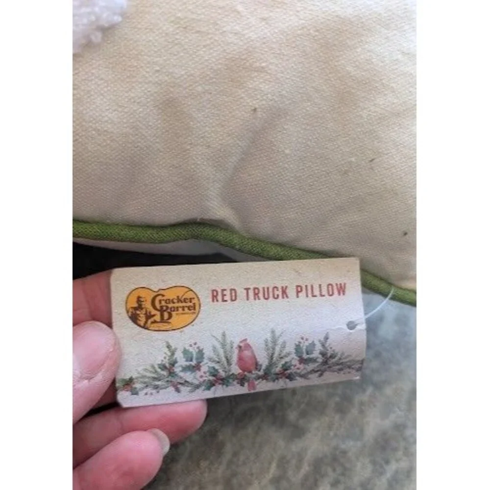 Cracker Barrel Merry Christmas Pillow PickUp Truck Tree Country Cottage Farm